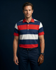 American Essential Flex Blue Red White Polo Version 2