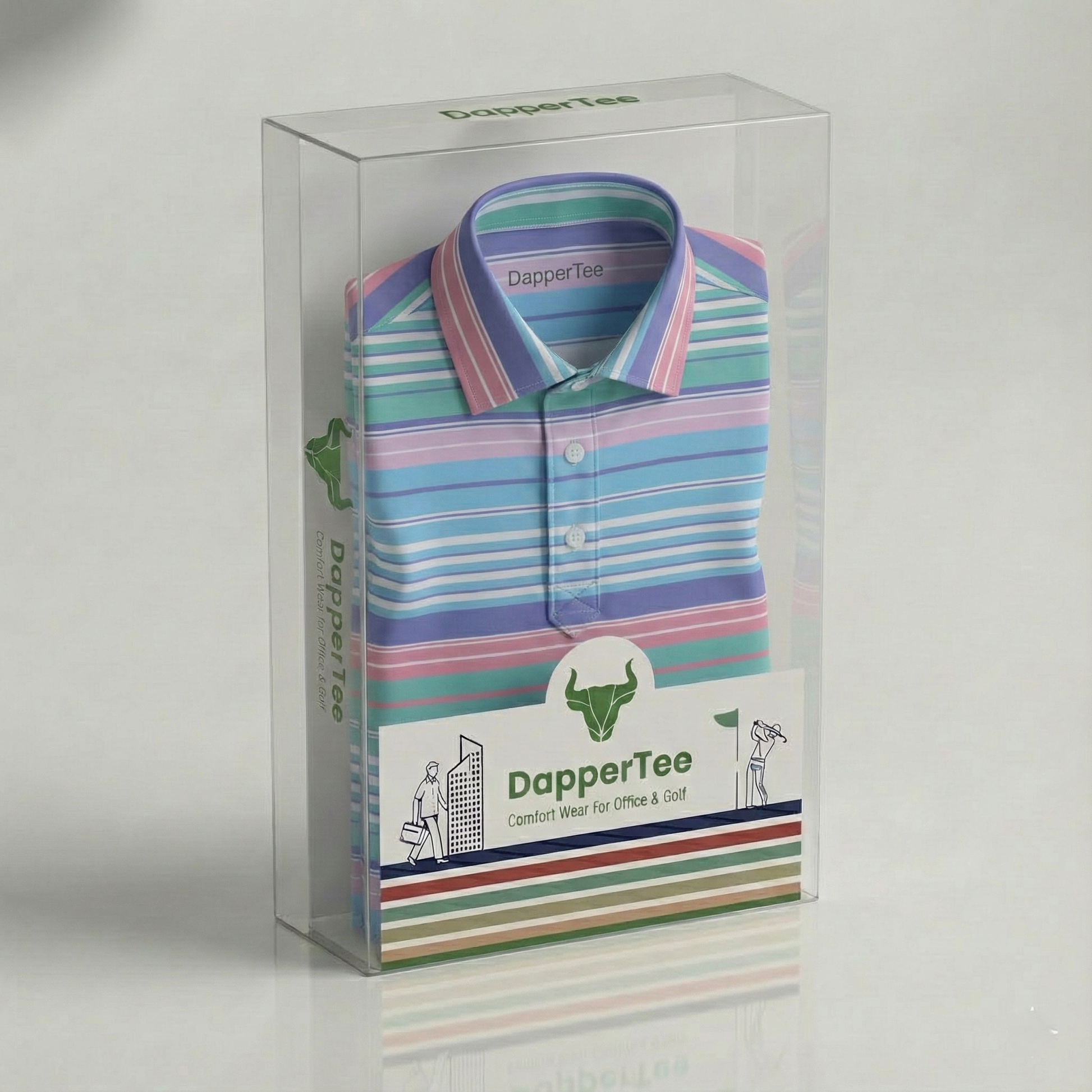DapperTee premium golf polo luxury packaging for high end professional athletic gifting.
