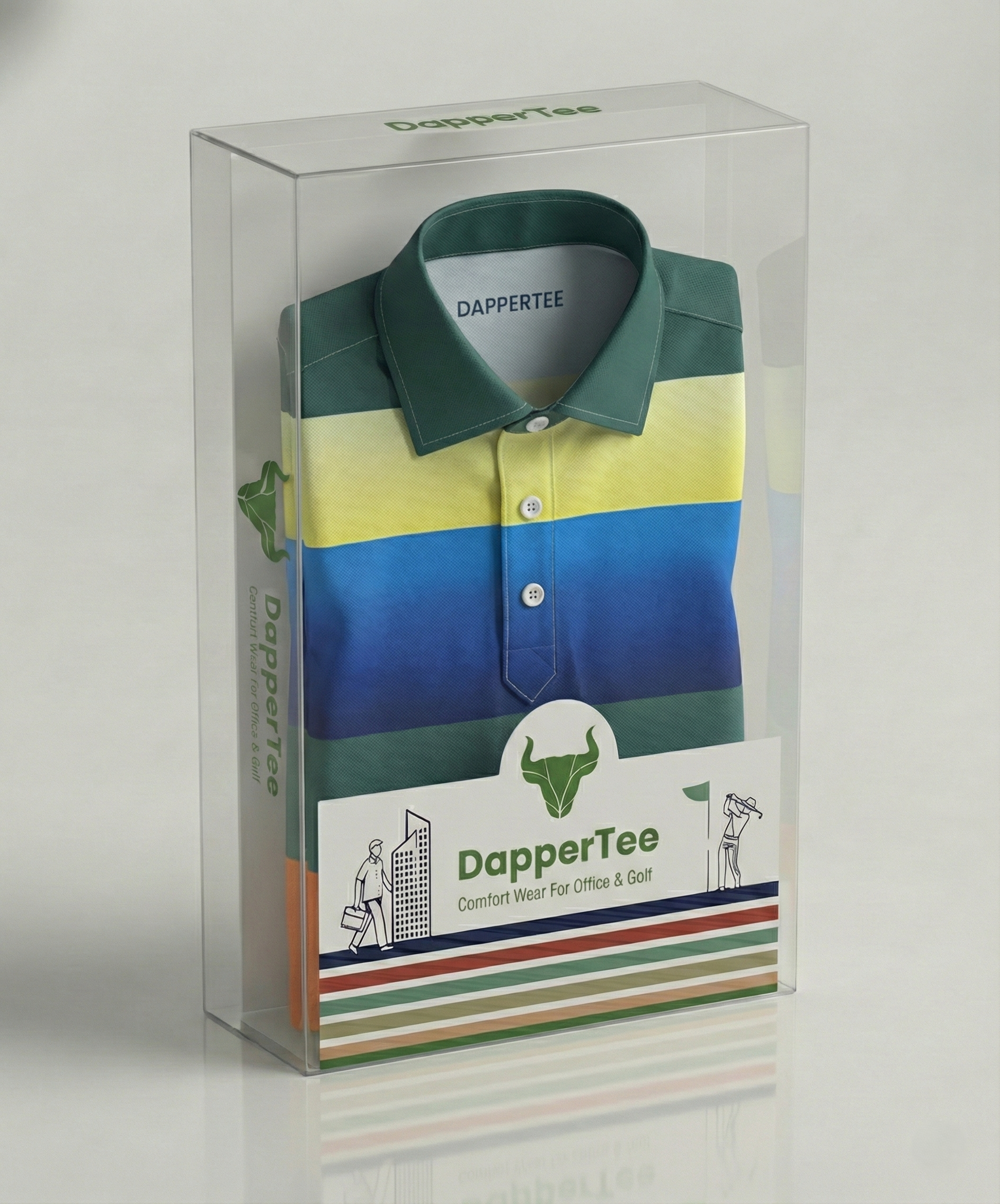 DapperTee premium golf polo luxury packaging for high end professional athletic gifting.