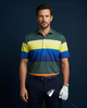 Multi Stripe Five Blocks Green & Yellow Golf Polo