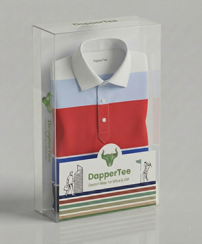 DapperTee premium golf polo luxury packaging for high end professional athletic gifting.