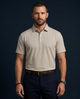 Premium Stripe Jaquard Light Khaki DapperTee Polo For Office