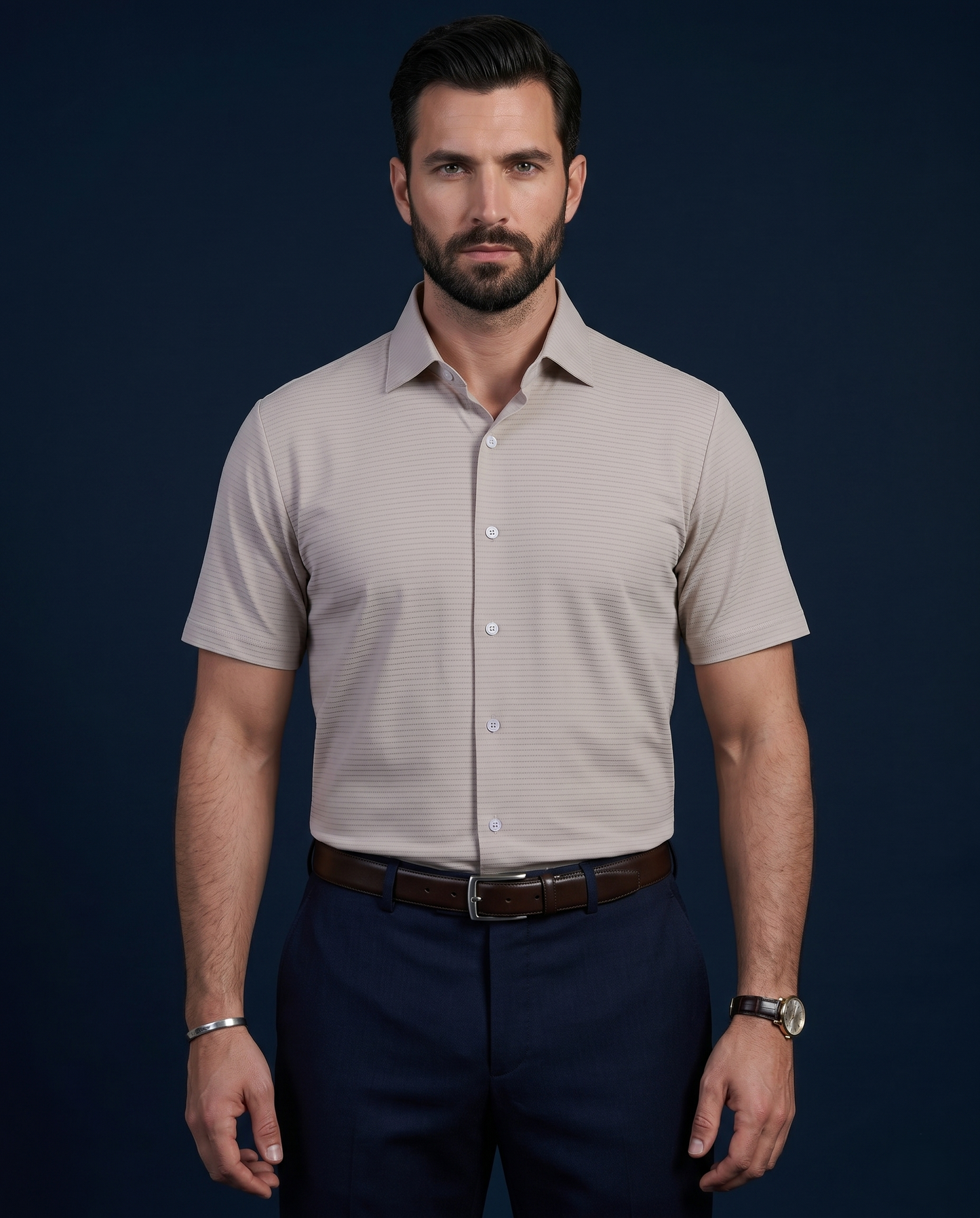 Prestige Classic Line Jaquard Open Polo Shirt