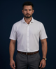 Regal Basic White Dot Jaquard Open Polo Shirt