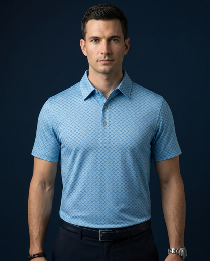 French Riveria Blue Polo For Office