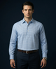 Financial London Blue Checks Long Sleeve Polo