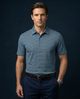 Navy Blue Jaquard White Striper Open Shirt for Office
