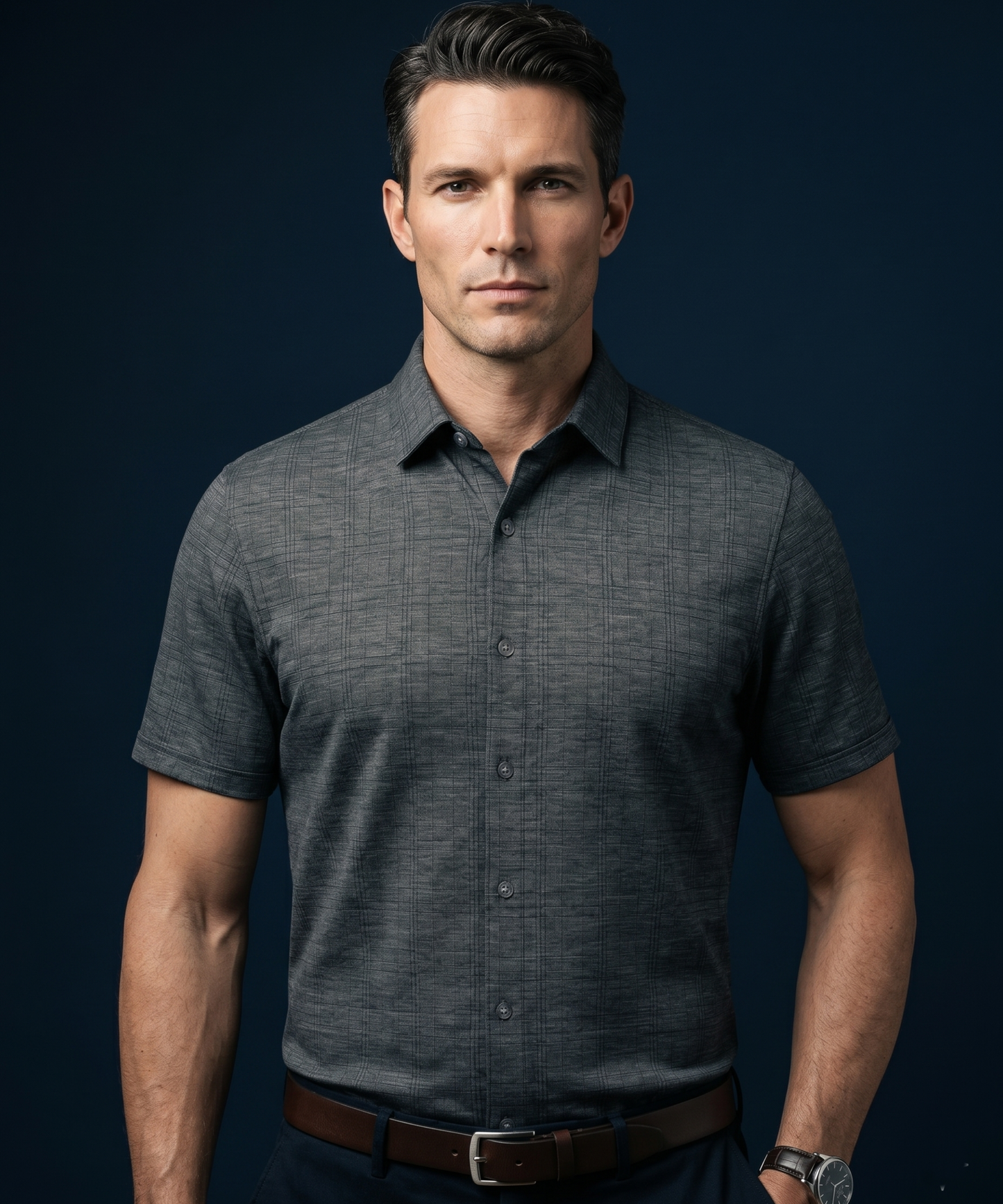 German Sky Black Jaquard Polo Shirt For Office
