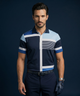 True Italian Vertical Horizontal Stripe Design Polo In Blue