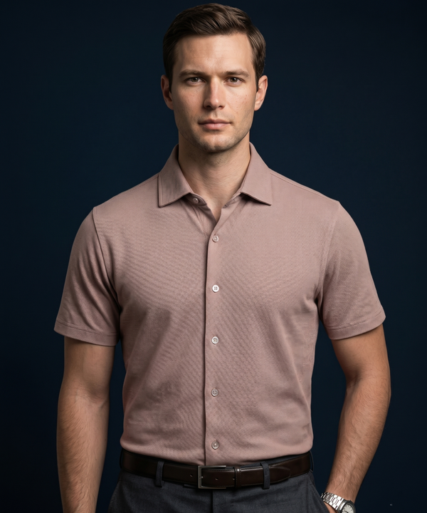 Netherland Brown Jaquard Polo Shirt For Office