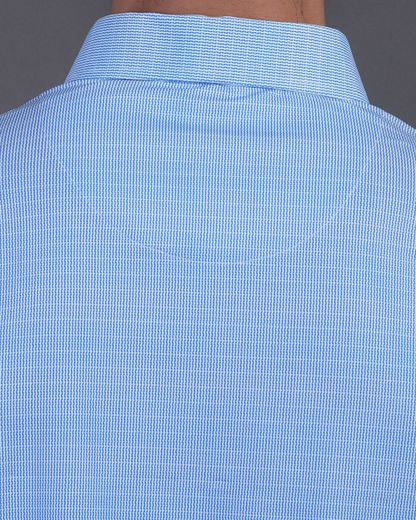 DapperTee blue jacquard polo featuring professional back yoke and premium tapered fit.