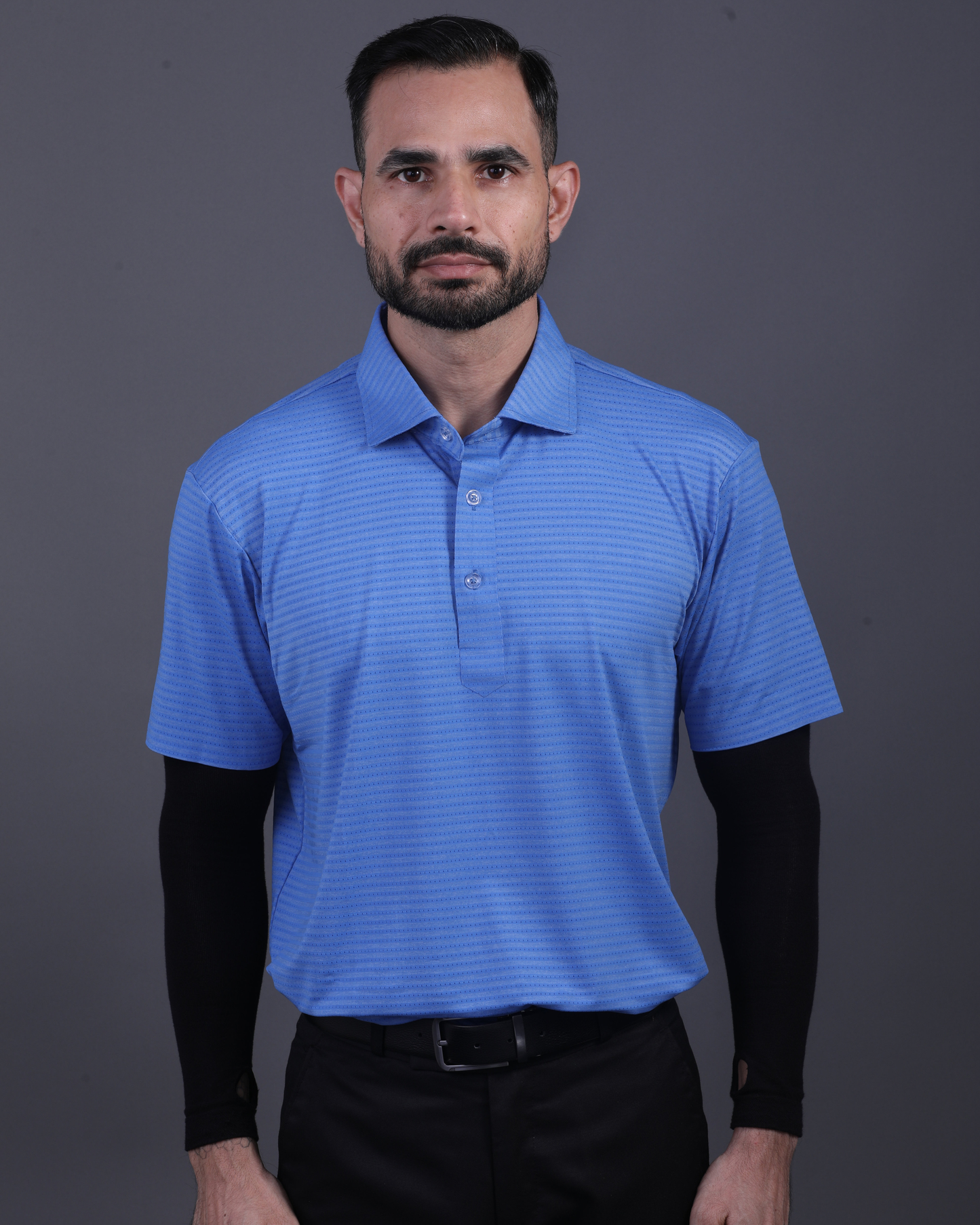 Super Jaquard Double Structure Blue DapperTee Polo For Office
