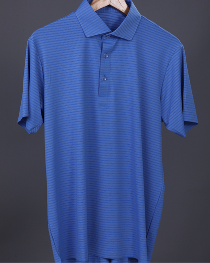 Super Jaquard Double Structure Blue DapperTee Polo For Office
