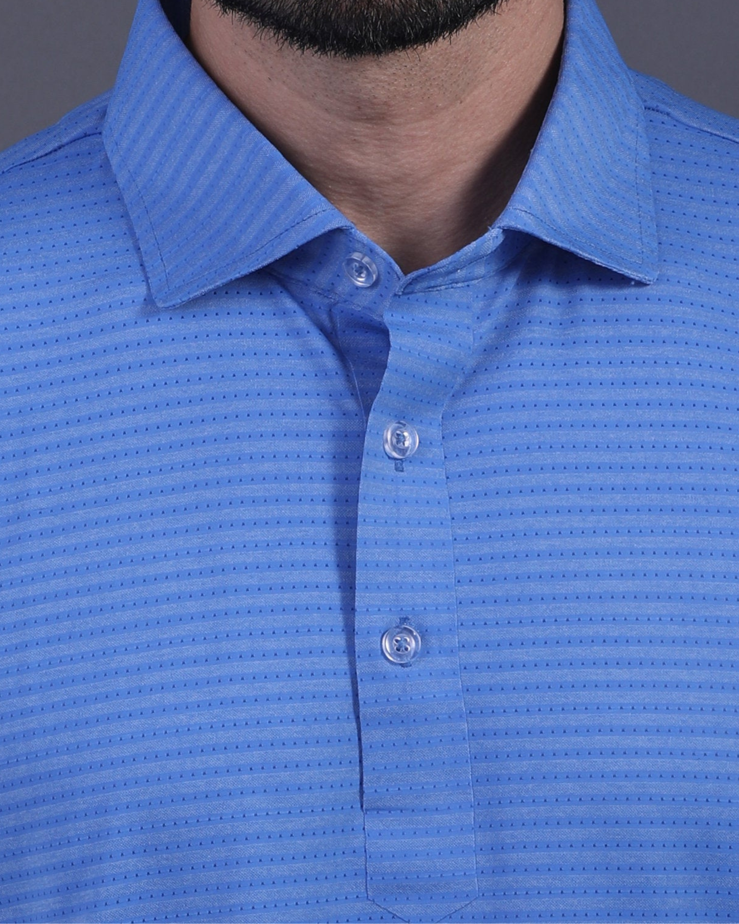 Super Jaquard Double Structure Blue DapperTee Polo For Office