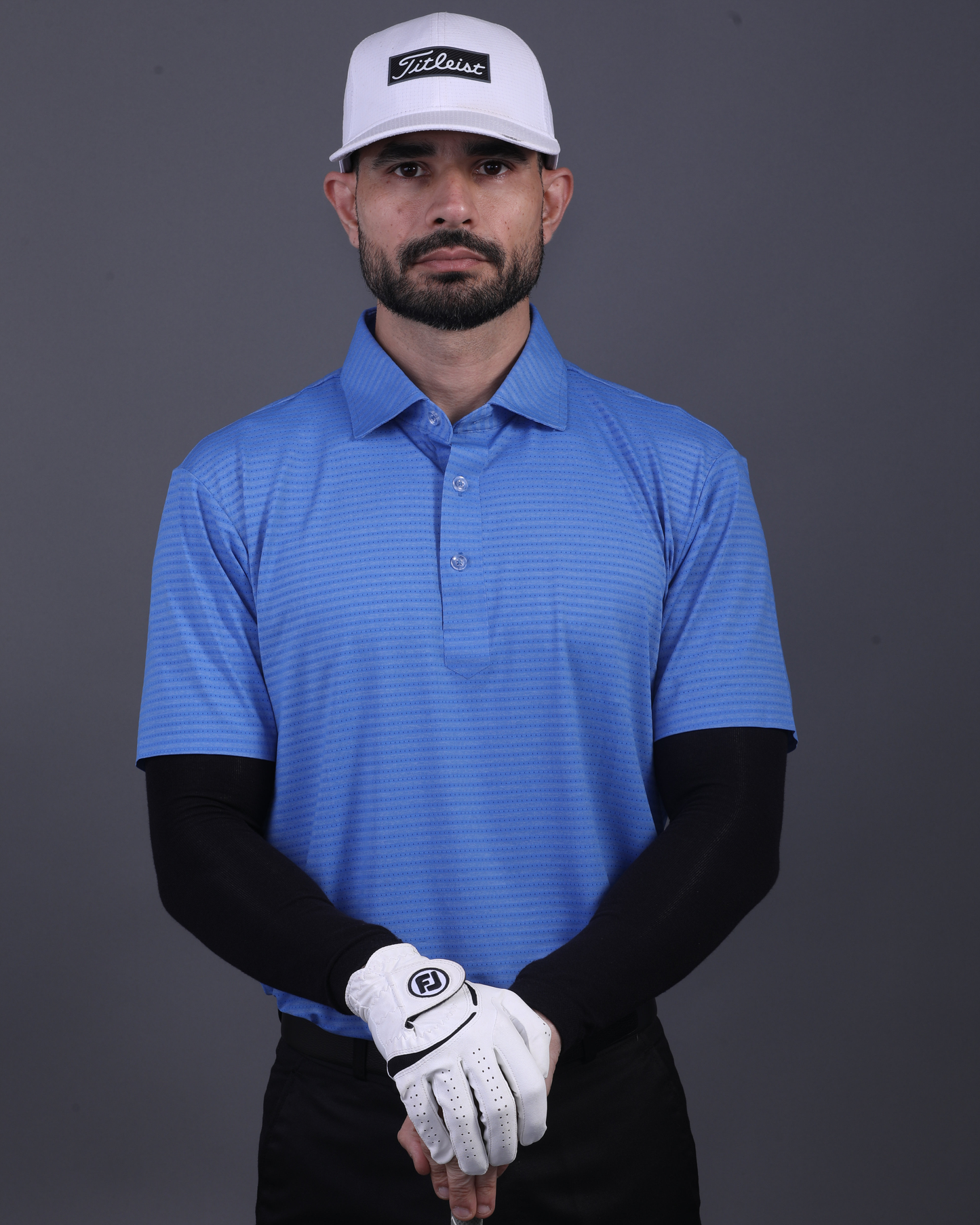 Super Jaquard Double Structure Blue DapperTee Polo For Office