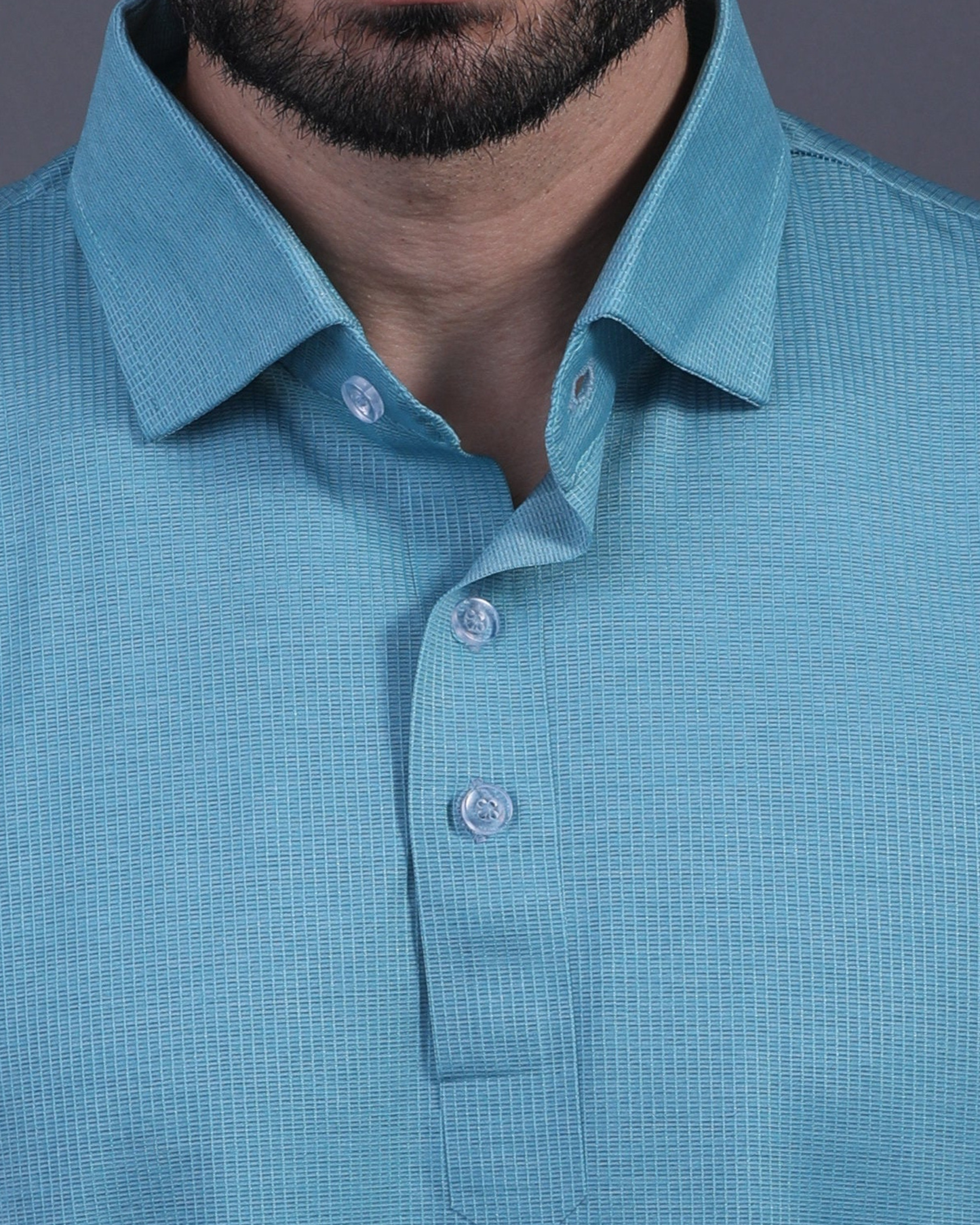 Super Jaquard Light Teal DapperTee Polo For Office