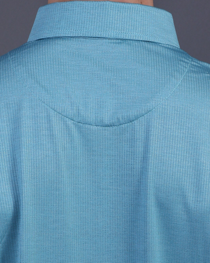 Super Jaquard Light Teal DapperTee Polo For Office