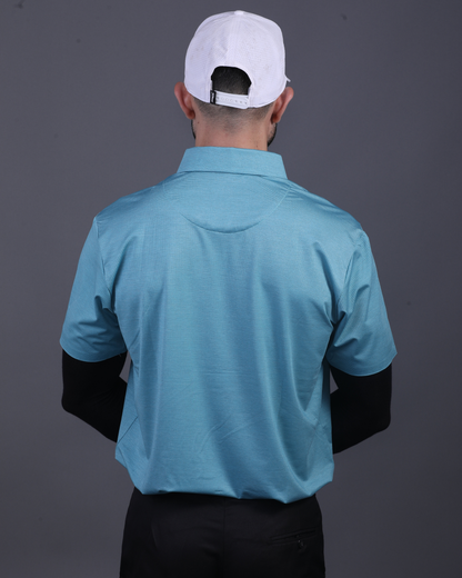 Super Jaquard Light Teal DapperTee Polo For Office