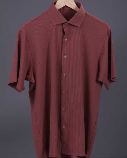 DapperTee brown open polo highlighting professional open collar and premium tailored fit.