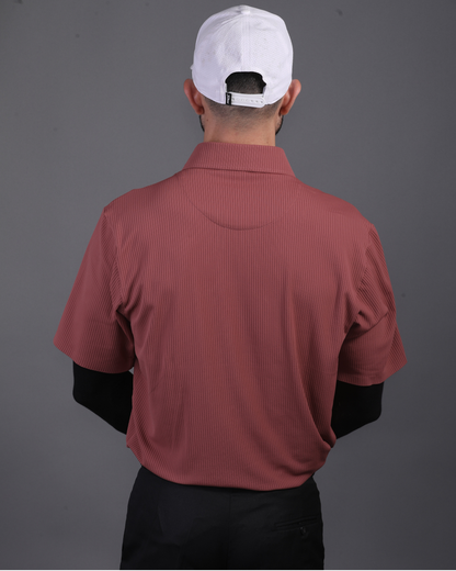DapperTee brown open polo styled for high-end professional environments and corporate leadership.
