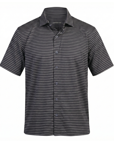 Regal Stunning Black Stripe Open Polo Shirt
