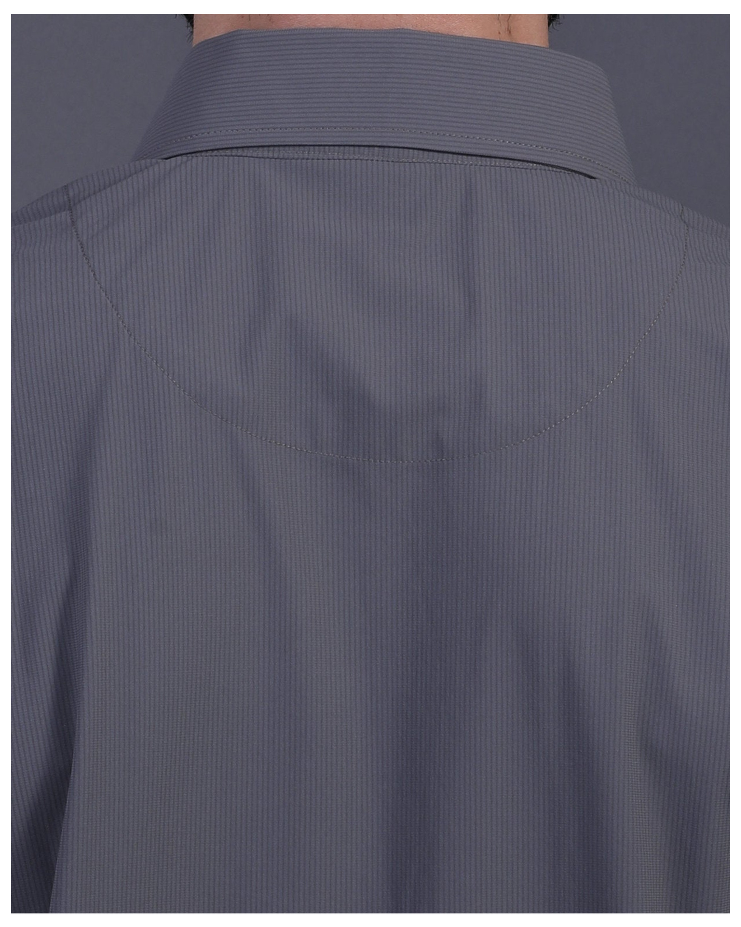 DapperTee charcoal striped polo featuring professional back yoke and premium tapered fit.
