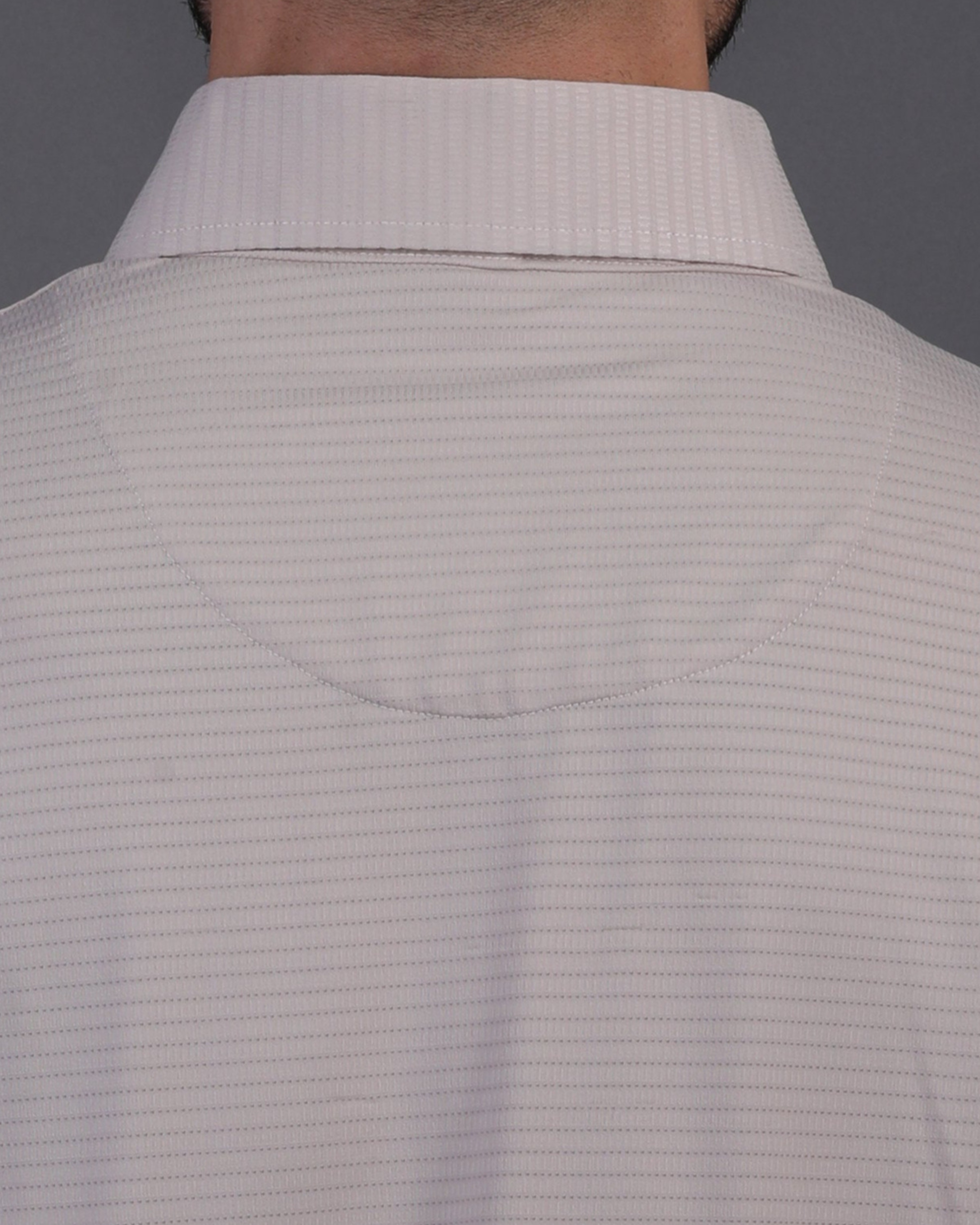 DapperTee beige jacquard polo featuring professional back yoke and premium tapered fit.