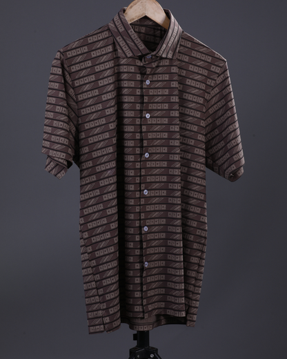 DapperTee brown open polo highlighting professional open collar and premium tailored fit.