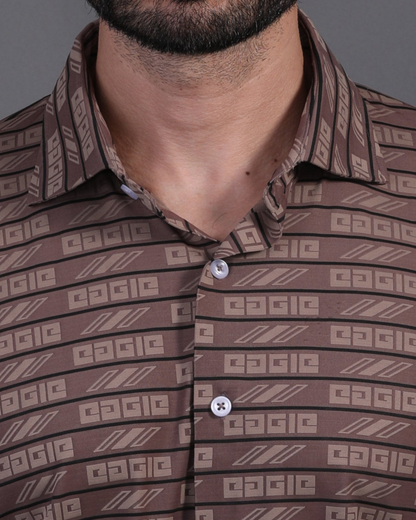 DapperTee brown open polo highlighting firm collar and professional high-end tailored fit.