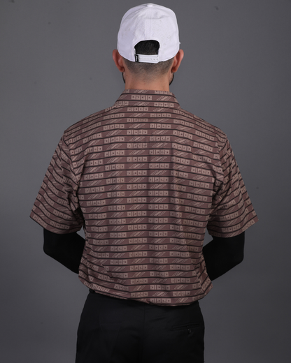 DapperTee brown open polo styled for high-end professional environments and corporate leadership.