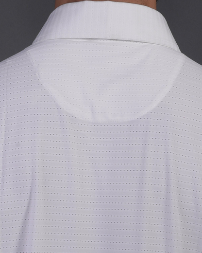 DapperTee white jacquard polo featuring professional back yoke and premium tapered fit.