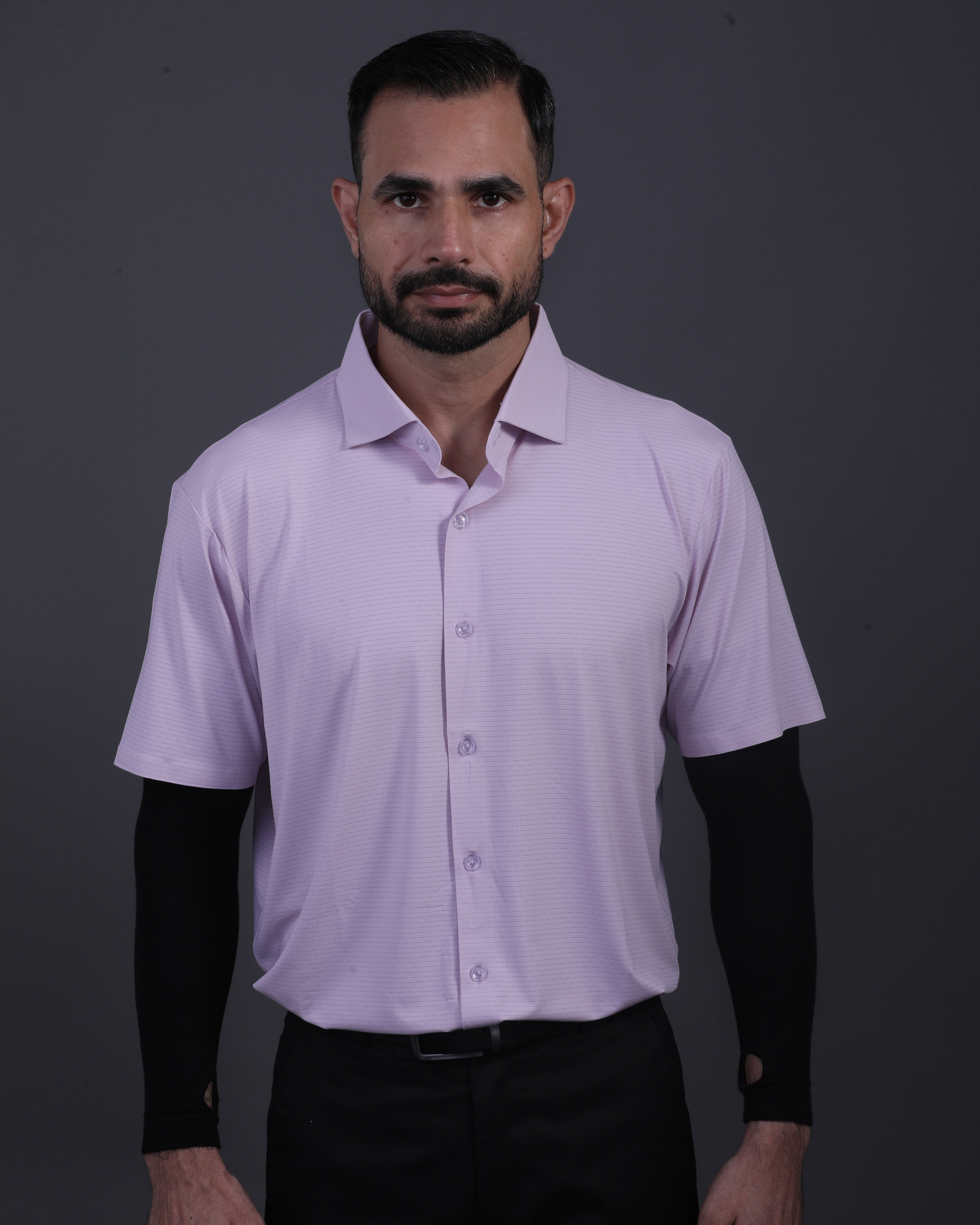 Men's DapperTee pink open polo breathable polyamide fabric for professional office environments.