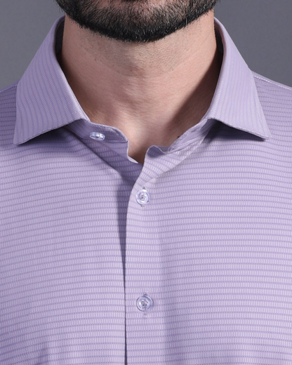 DapperTee lavender open polo highlighting firm collar and professional high-end tailored fit.