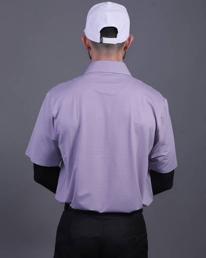 DapperTee lavender open polo styled for high-end professional environments and corporate leadership