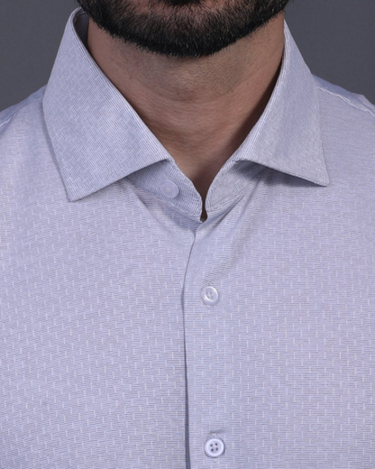 DapperTee grey open polo highlighting firm collar and professional high-end tailored fit.