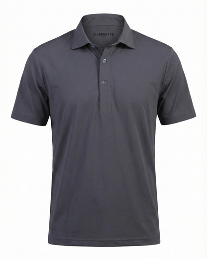 Premium Stripe Jaquard Charcoal DapperTee Polo For Office