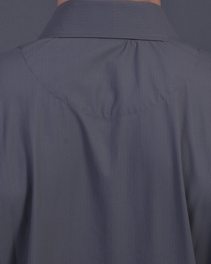 Premium Stripe Jaquard Charcoal DapperTee Polo For Office