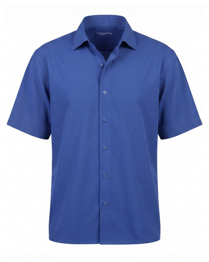 DapperTee Regal white black stripe open polo premium professional office attire gear.