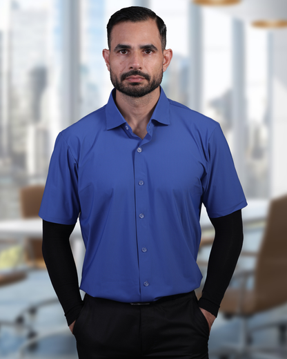 Men's DapperTee striped open polo breathable polyamide fabric for professional office wear.