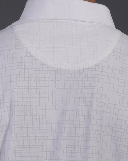 DapperTee white jacquard polo featuring professional back yoke and premium tapered fit.