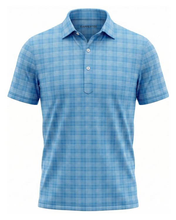 Prestige Classic Light Blue Checks Print Polo