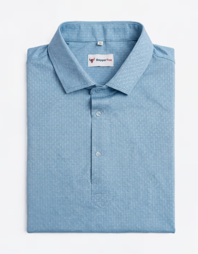Prestige Classic Light Blue Jaquard Knit Polo