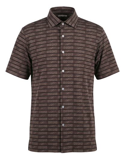 DapperTee Pure Essential brown jacquard polo premium professional corporate office attire gear.