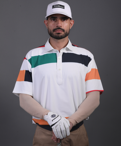 Men’s DapperTee colorful golf polo breathable polyamide fabric professional athletic performance gear.