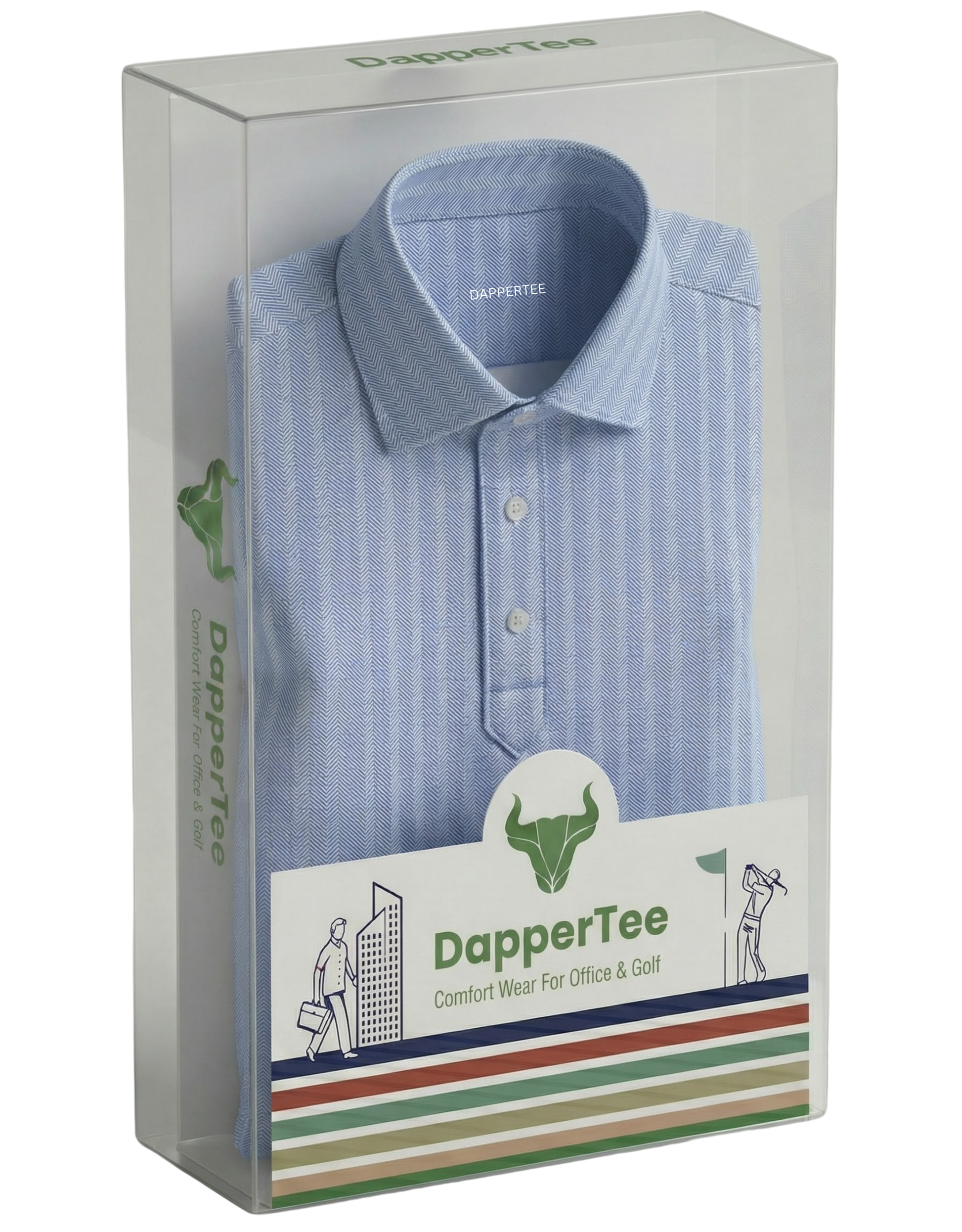 DapperTee premium long sleeve polo luxury packaging for high-end professional corporate gifting.