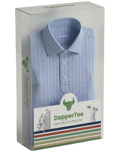 DapperTee premium long sleeve polo luxury packaging for high-end professional corporate gifting.