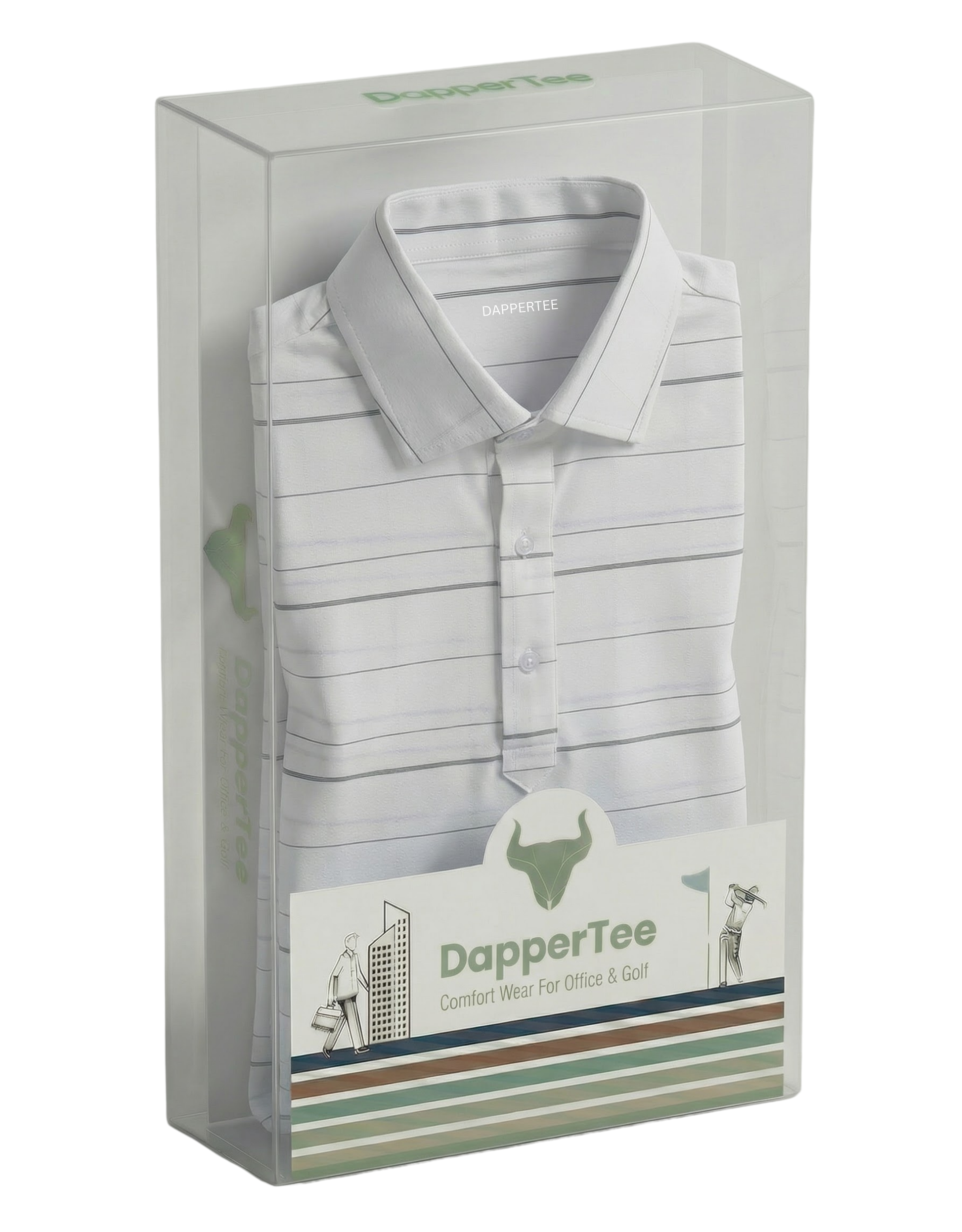 DapperTee premium long sleeve polo luxury packaging for high-end professional corporate gifting.