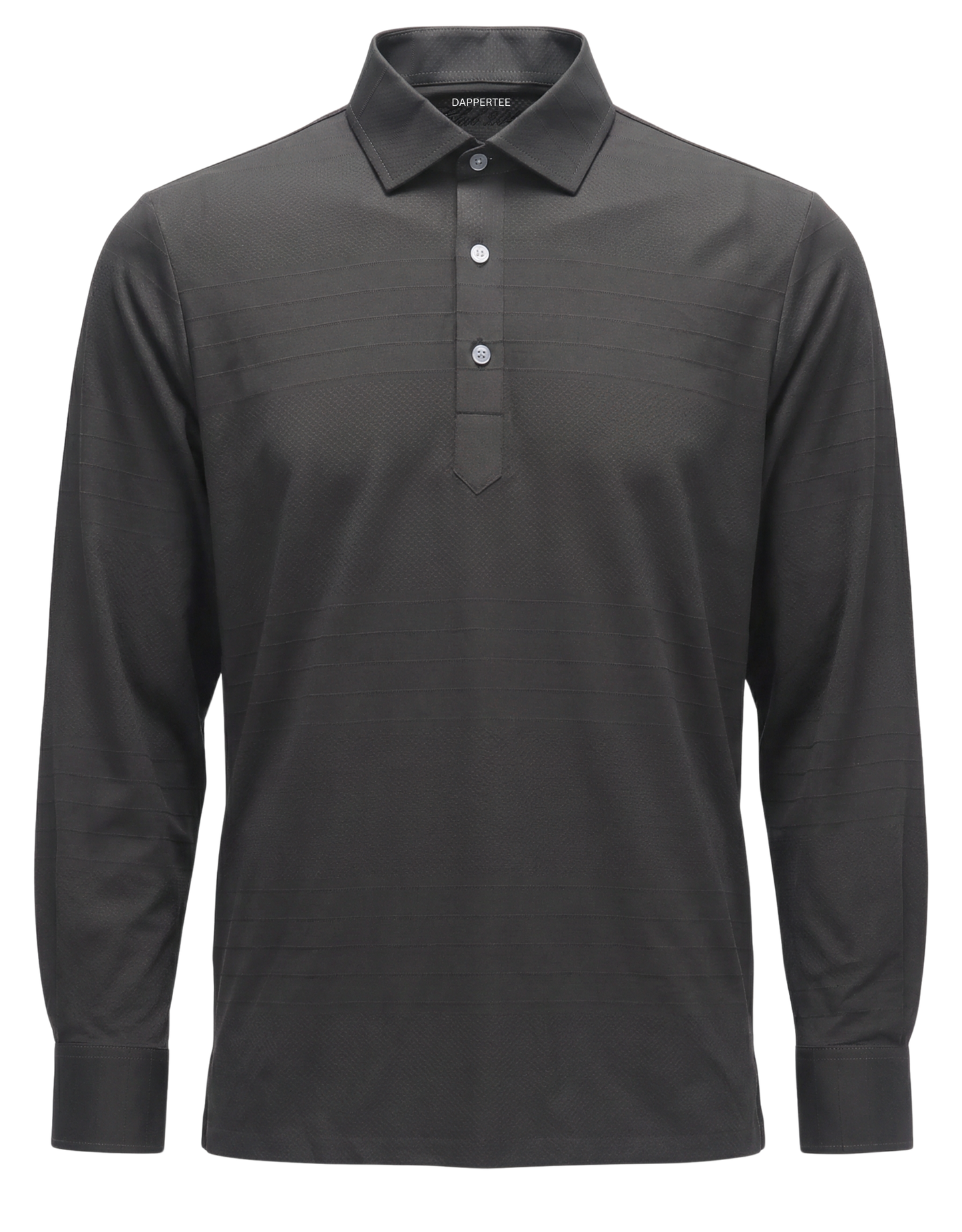 DapperTee Scotland Yard darkest grey jacquard long sleeve polo luxury office wear.