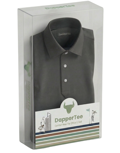 DapperTee premium long sleeve polo luxury packaging for high-end professional corporate gifting.