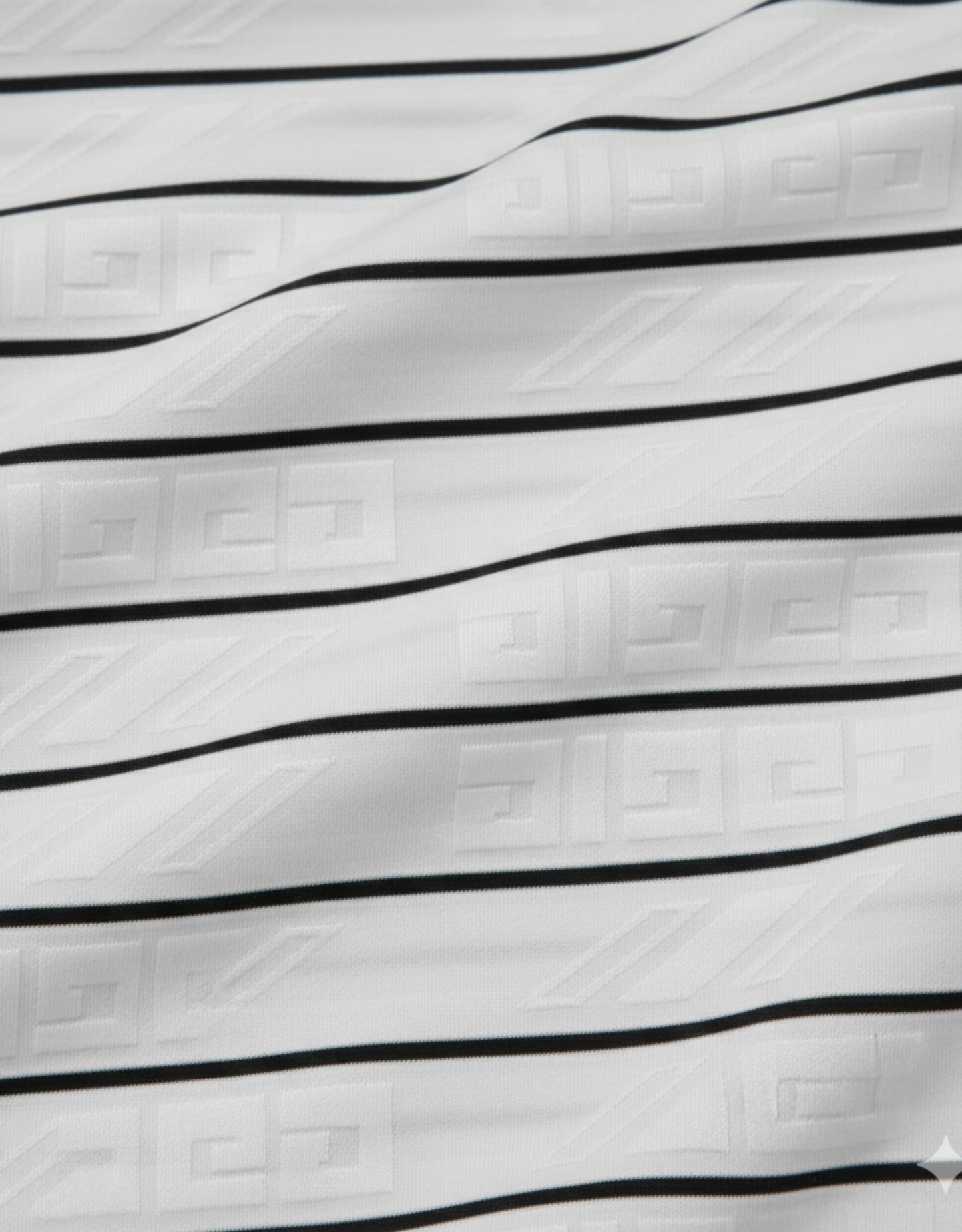 Close-up specialized jacquard polyamide fabric texture on DapperTee Italian designer stripe polo